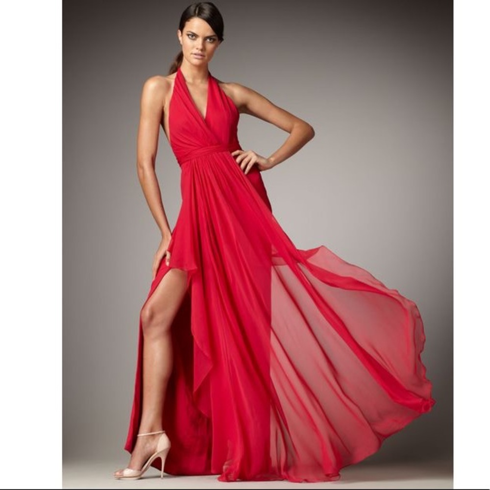 Marchesa Notte Flyaway Halter Gown
